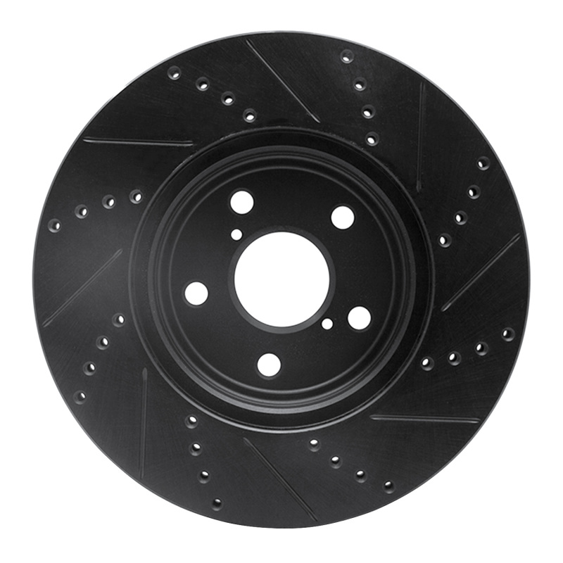 Lexus LS430 Brake Rotor (1) - Front Left - R1 Concepts - Drilled & Slotted - Black - `01-`06